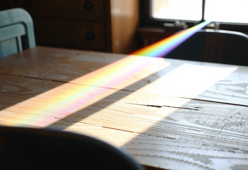 Light spectrum on wood